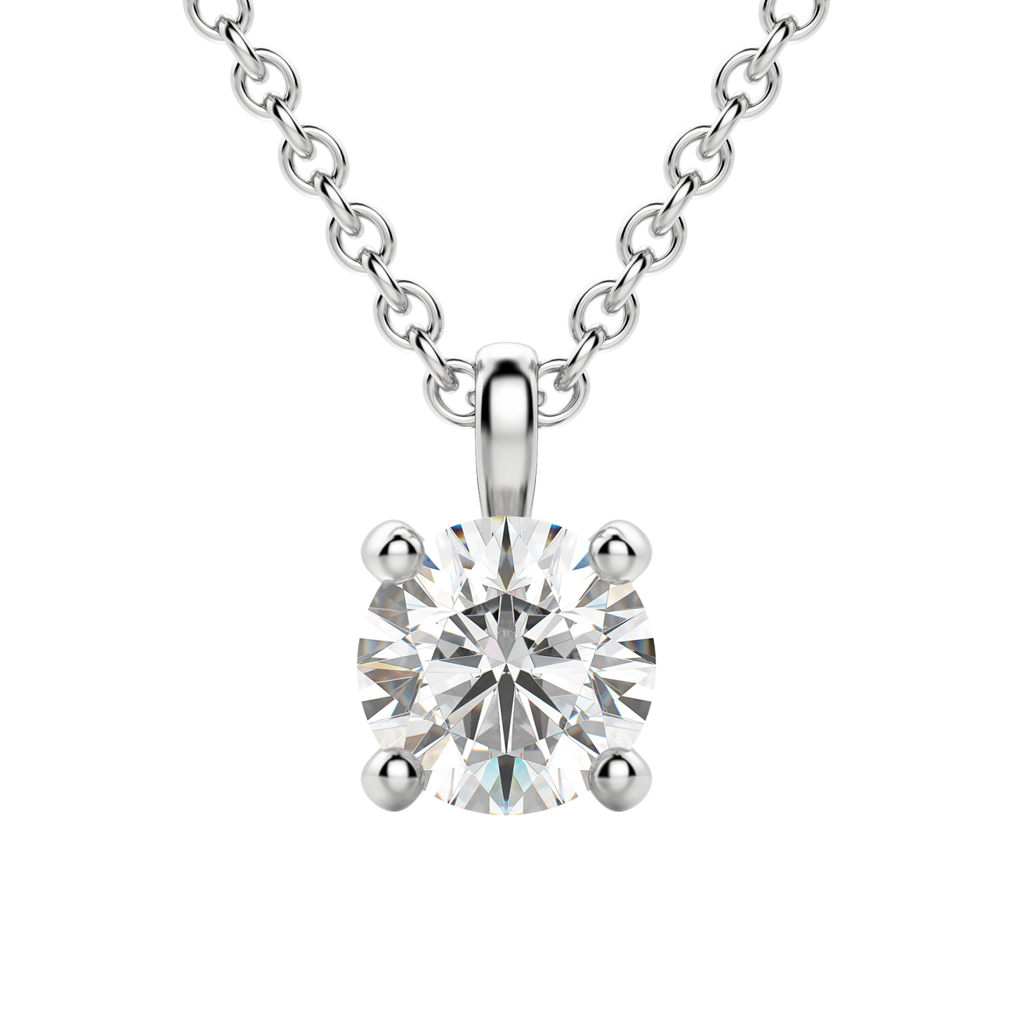 0.25-1.5CT Round Solitaire F-VS Lab Grown Diamond Necklace