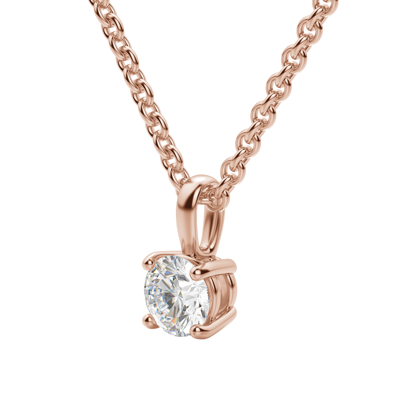 0.25-1.5CT Round Solitaire F-VS Lab Grown Diamond Necklace