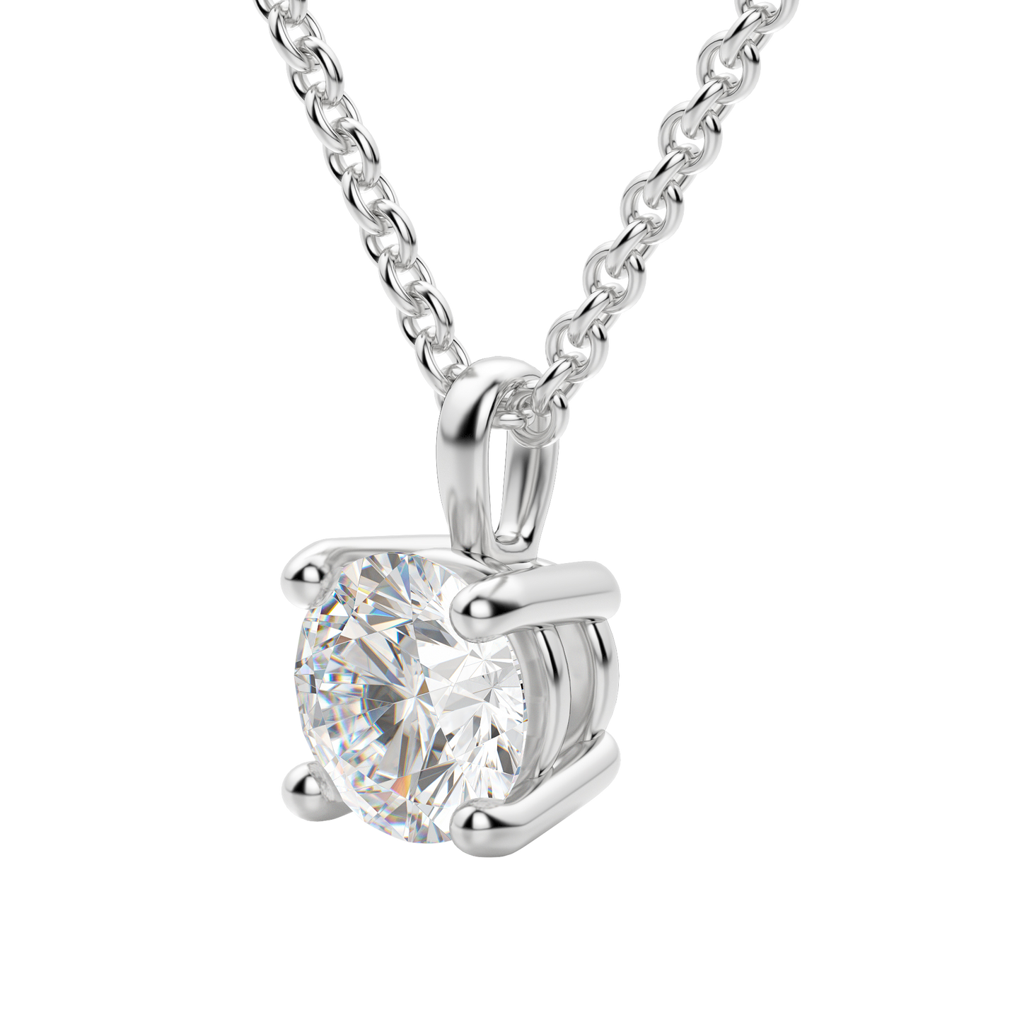 0.25-1.5CT Round Solitaire F-VS Lab Grown Diamond Necklace