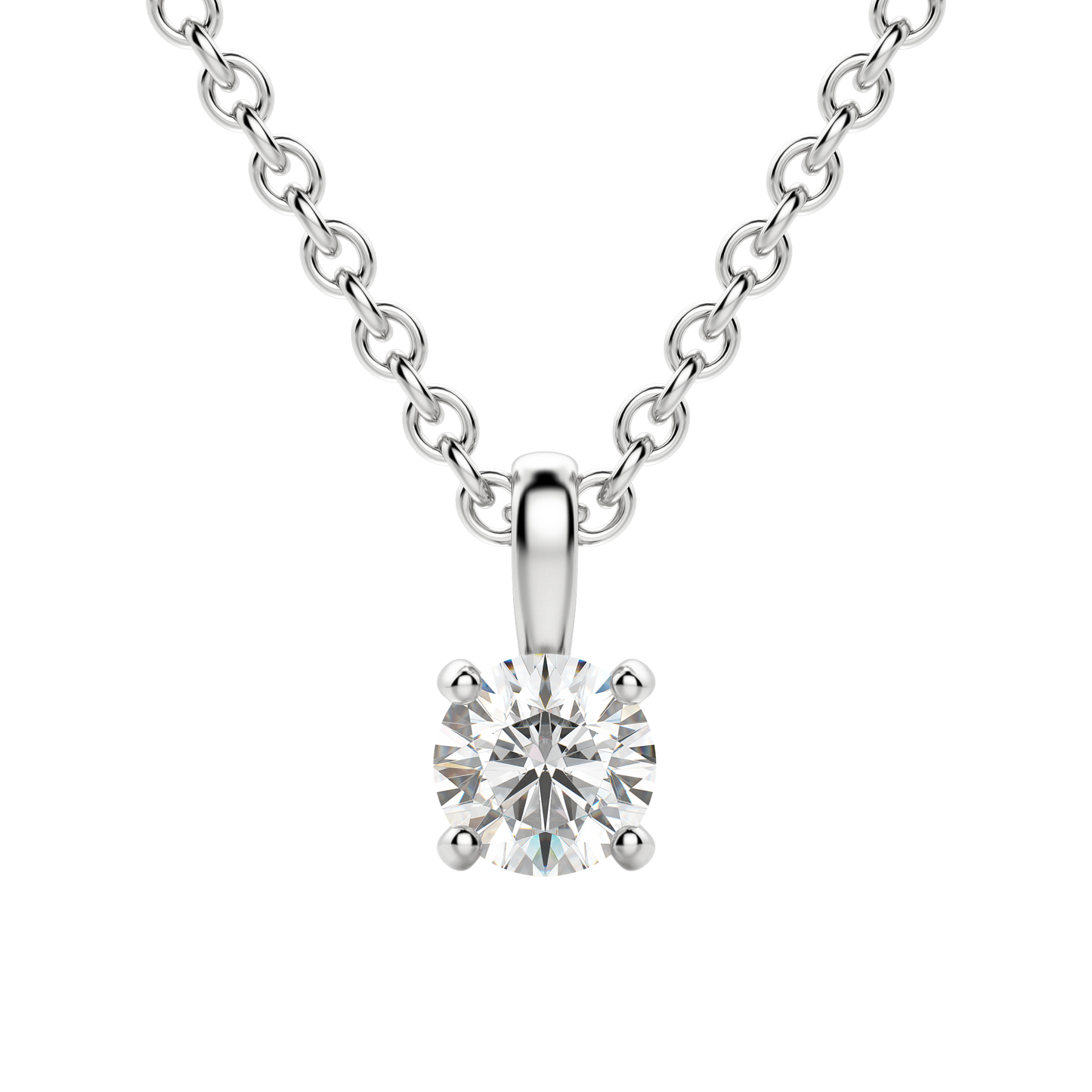 0.25-1.5CT Round Solitaire F-VS Lab Grown Diamond Necklace