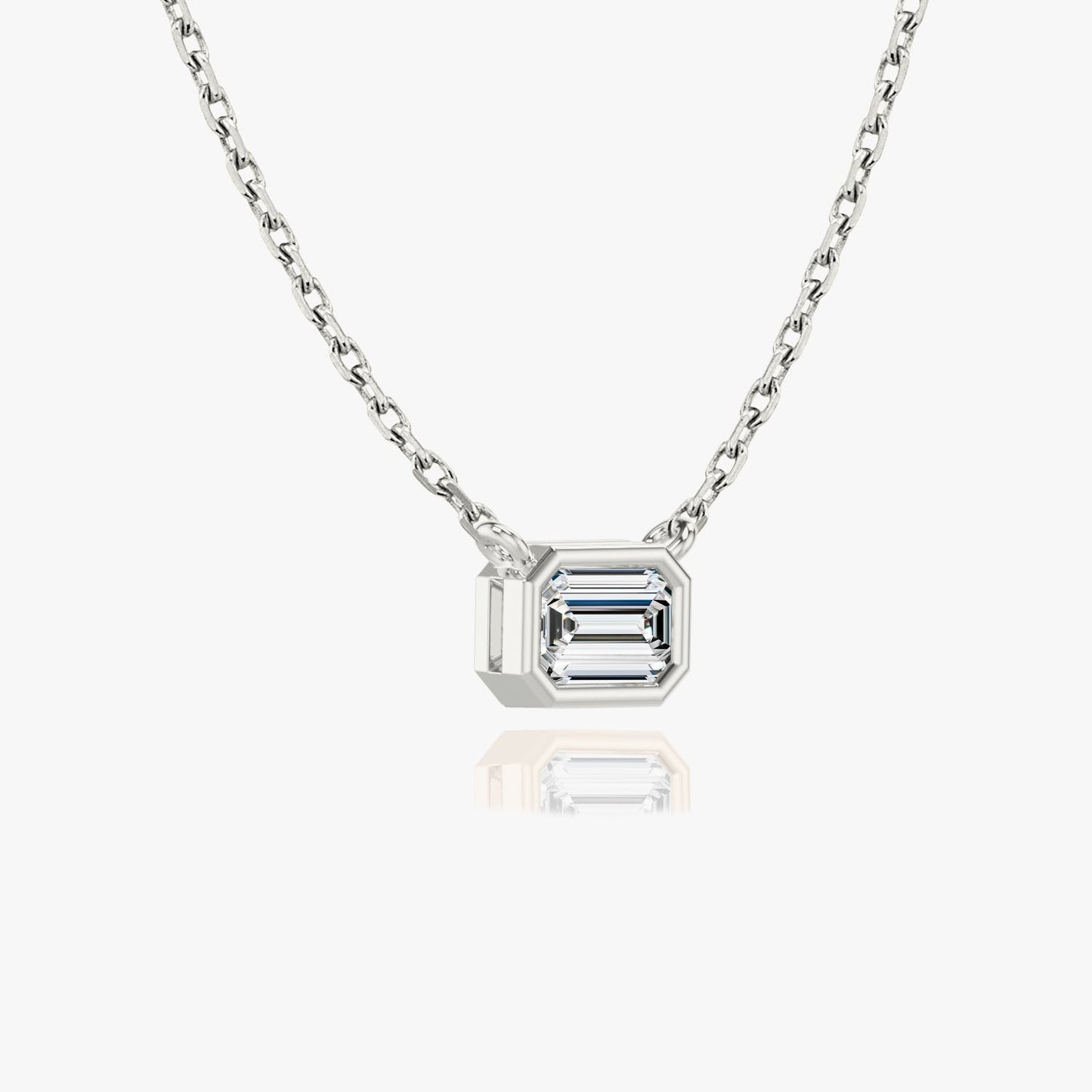 0.25CT - 1.0CT Emerald Cut Bezel Solitaire F-VS Lab Grown Diamond Necklace