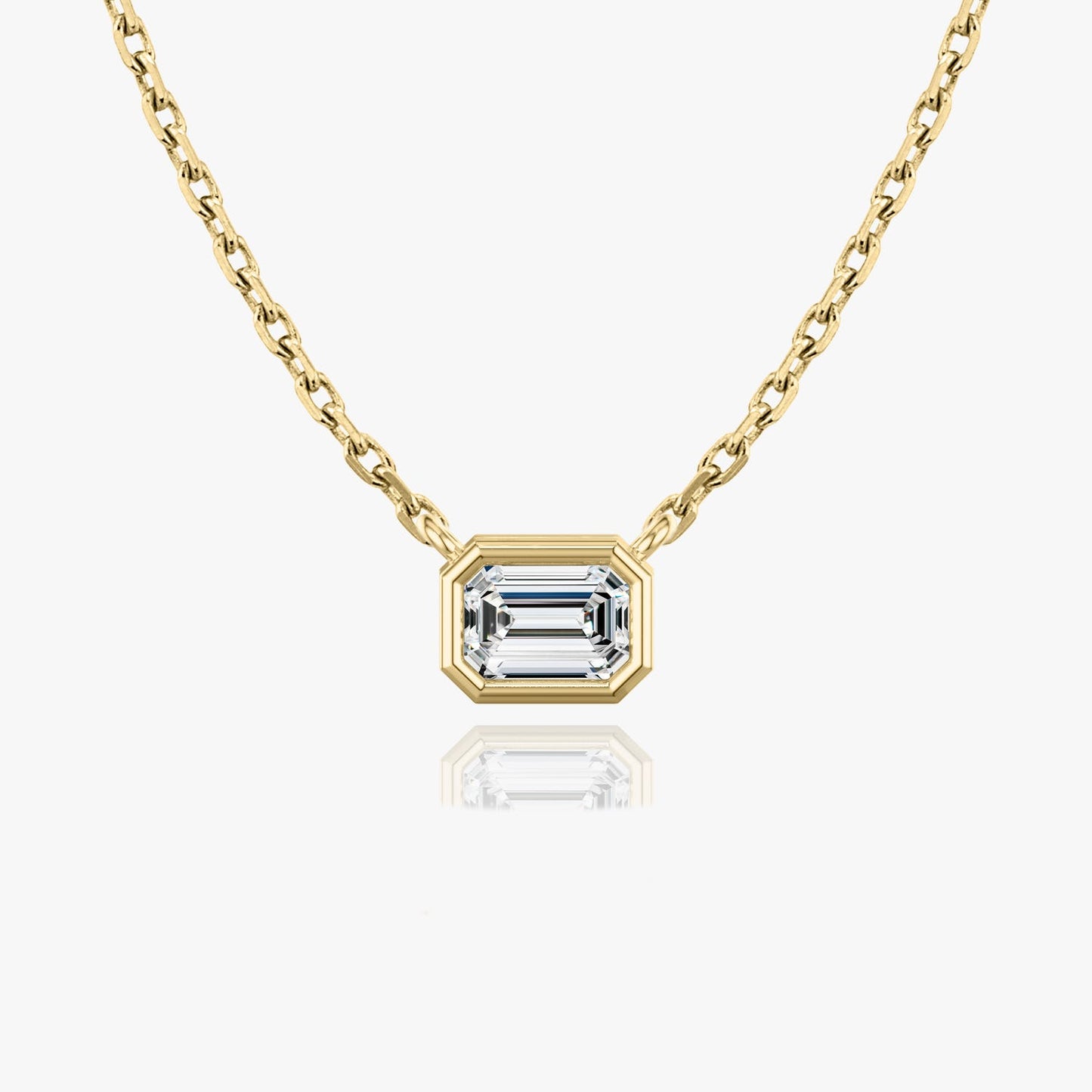 0.25CT - 1.0CT Emerald Cut Bezel Solitaire F-VS Lab Grown Diamond Necklace