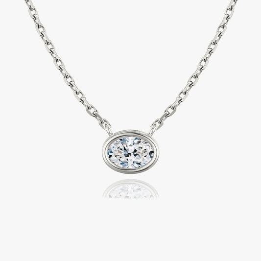 0.25CT - 1.0CT Oval Bezel Solitaire F-VS Lab Grown Diamond Necklace