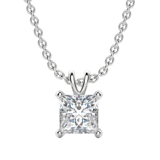 0.25CT- 1.0CT Princess Solitaire F-VS Lab Grown Diamond Necklace