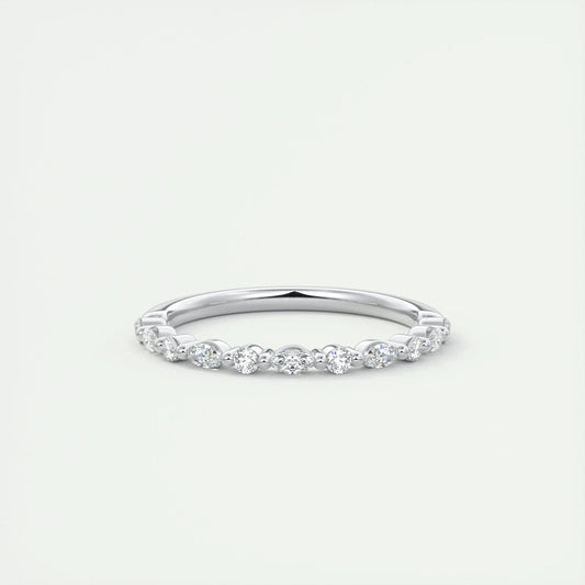 2.0mm Marquise & Round EF- VVS Lab Grown Diamond Half Eternity Wedding Band