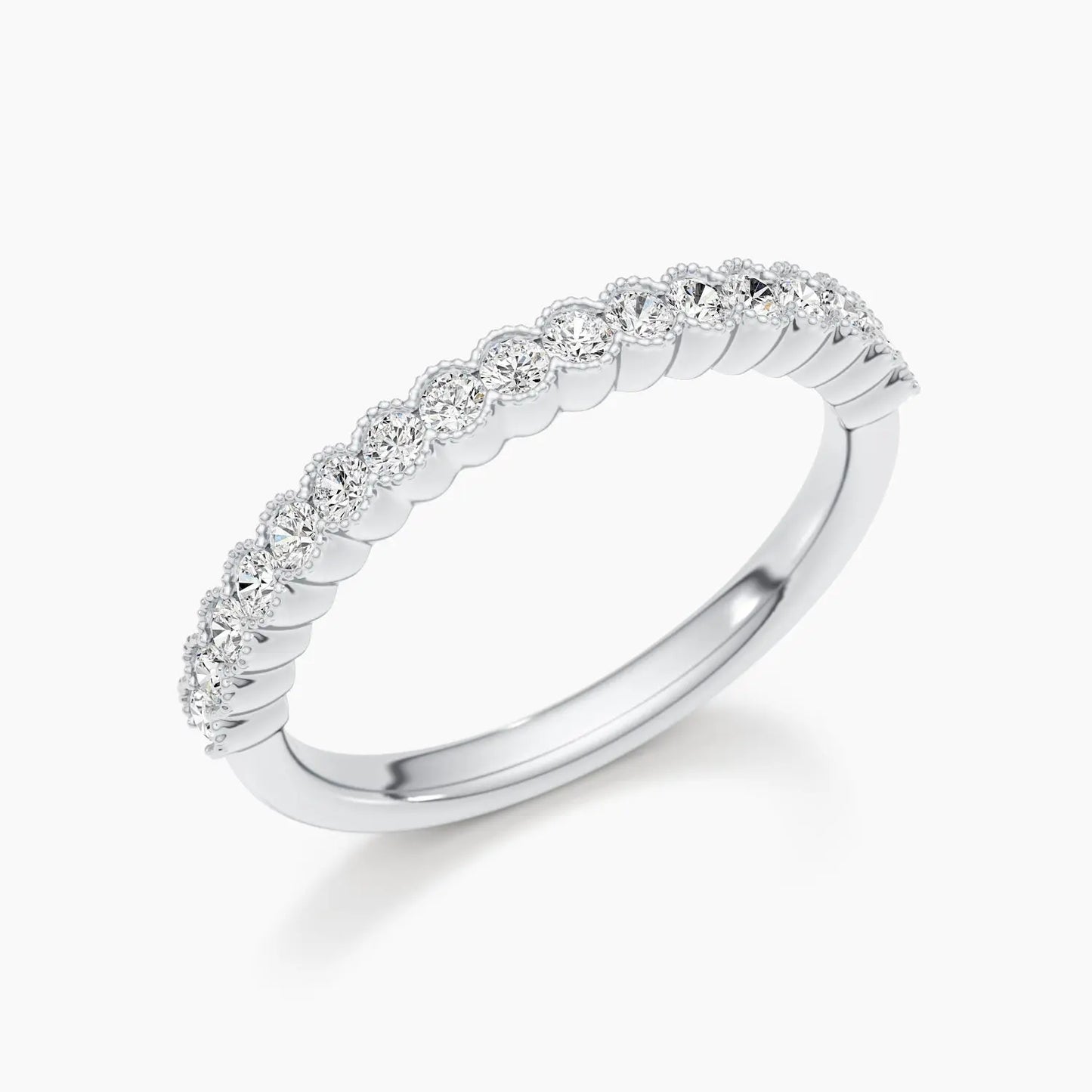 1.50mm Round Cut Half Eternity Lab Grown Diamond Wedding Band