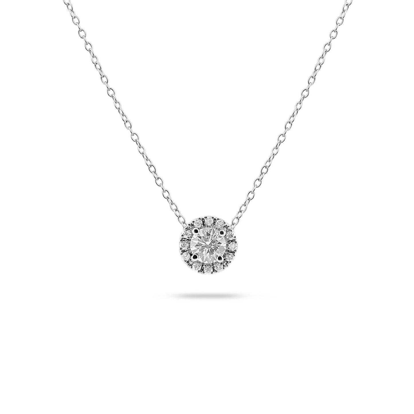 0.55CT Round Halo F-VS Lab Grown Diamond Necklace