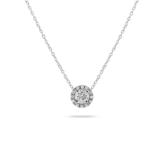 0.55CT Round Halo F-VS Lab Grown Diamond Necklace