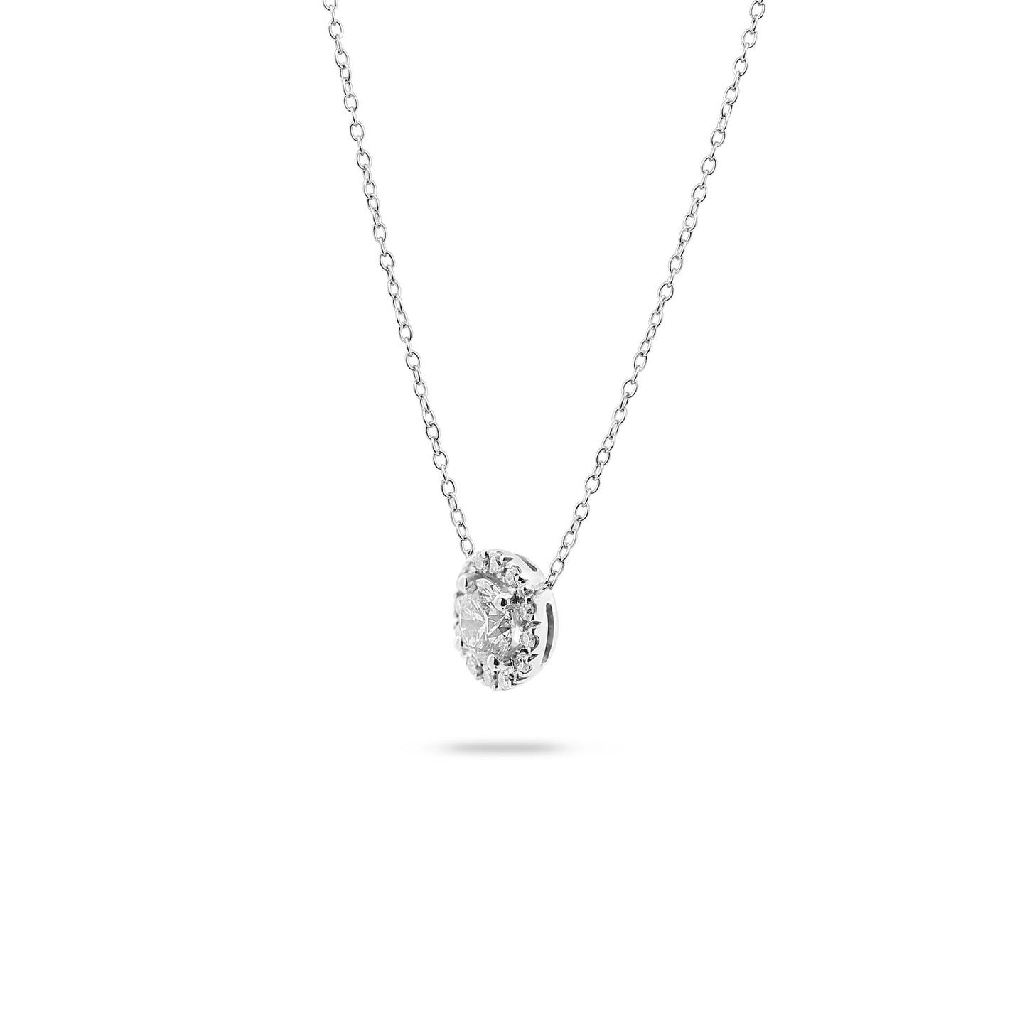 0.55CT Round Halo F-VS Lab Grown Diamond Necklace