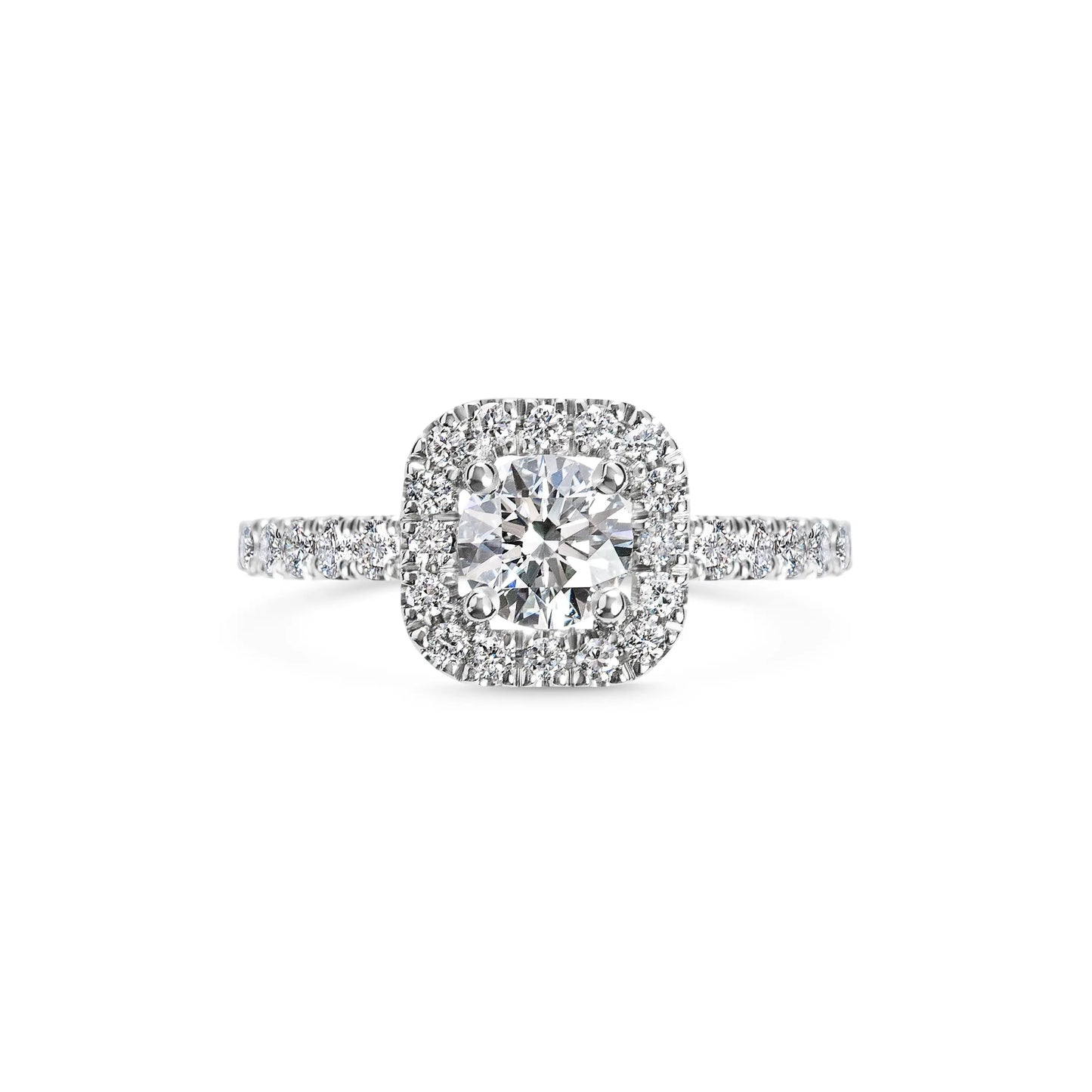 0.6ct Cushion Halo F- VS1 Lab Grown Diamond Pave Engagement Ring