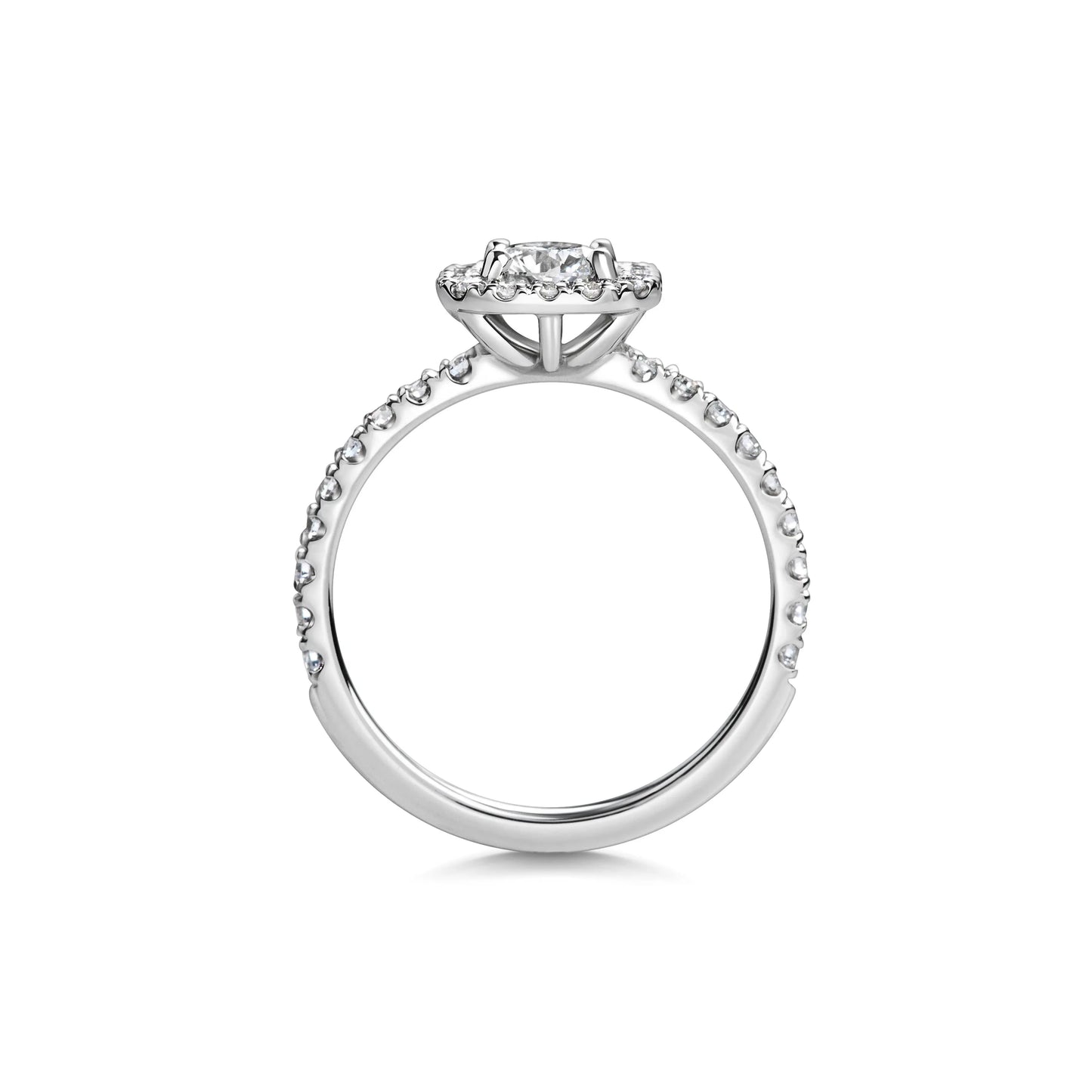 0.6ct Cushion Halo F- VS1 Lab Grown Diamond Pave Engagement Ring