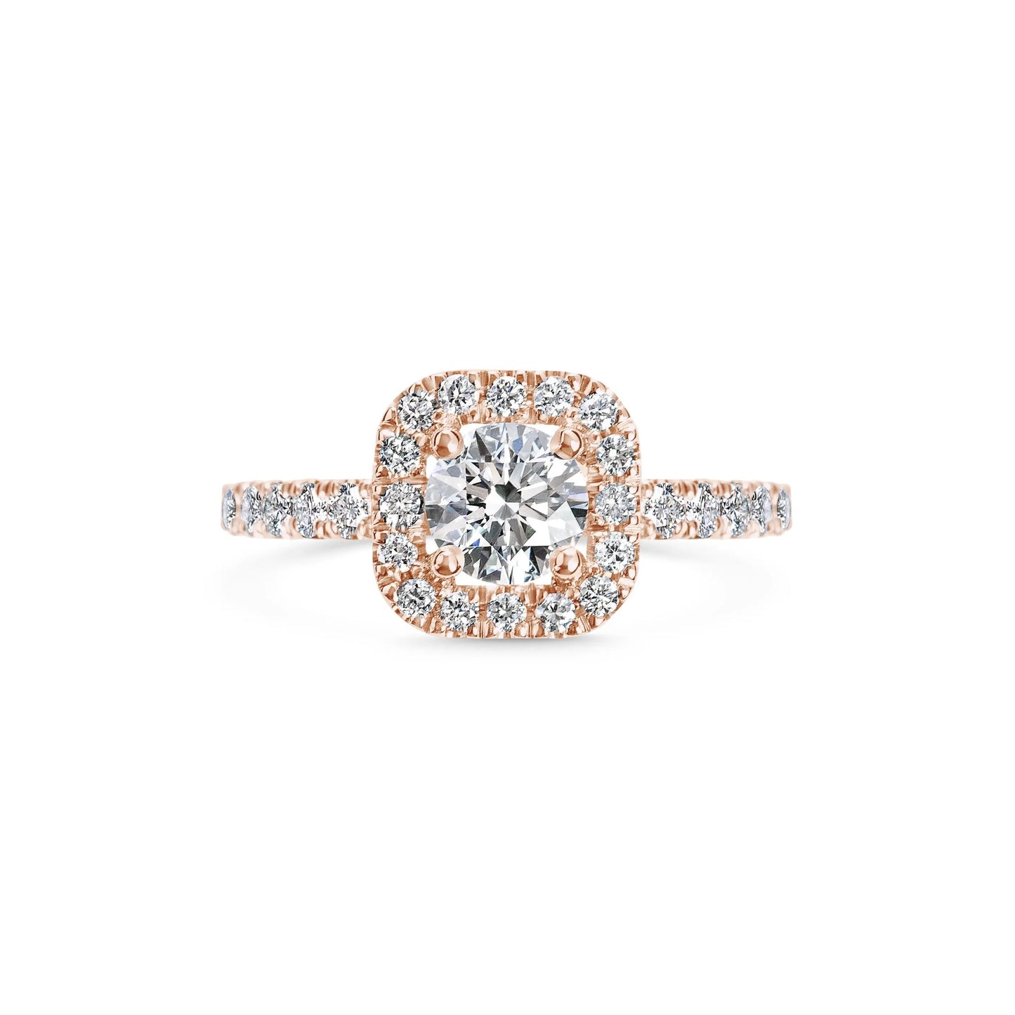 0.6ct Cushion Halo F- VS1 Lab Grown Diamond Pave Engagement Ring