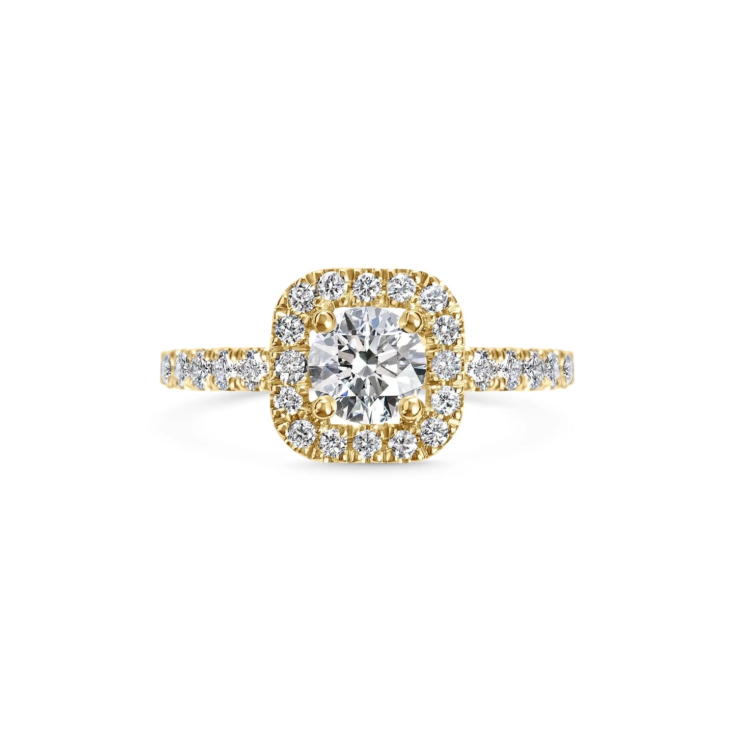 0.6ct Cushion Halo F- VS1 Lab Grown Diamond Pave Engagement Ring