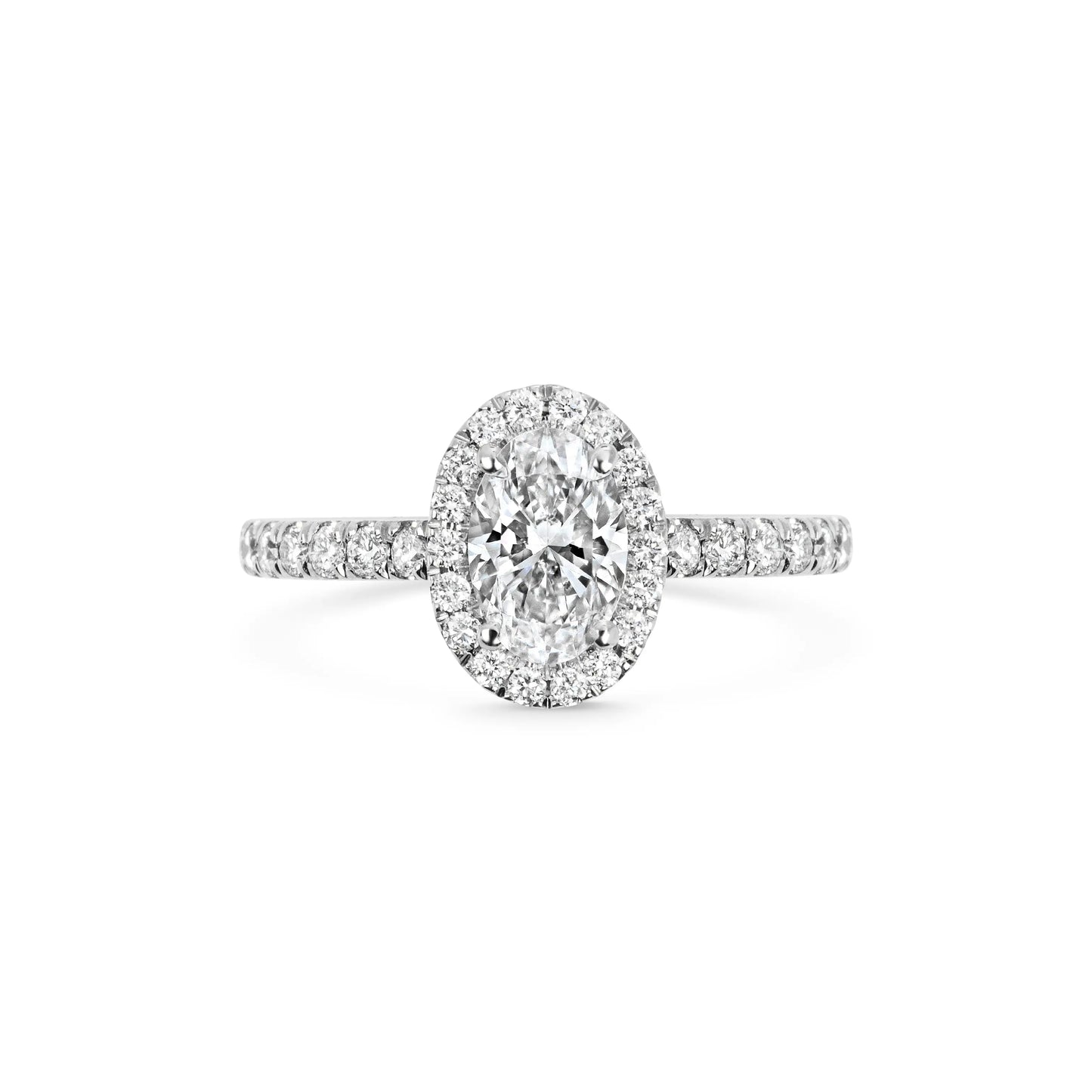 0.7ct Oval Cut Halo F- VS1 Lab Grown Diamond Pave Engagement Ring