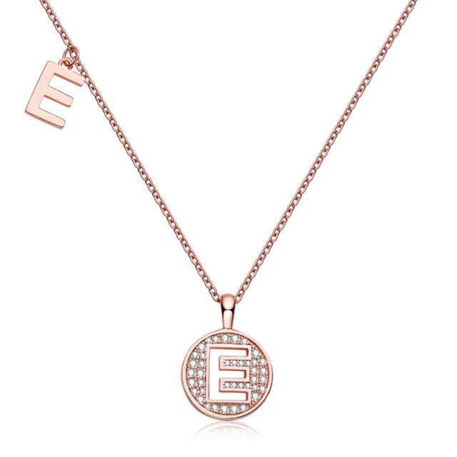 " E " Letter Moissanite Diamond Necklace for Women