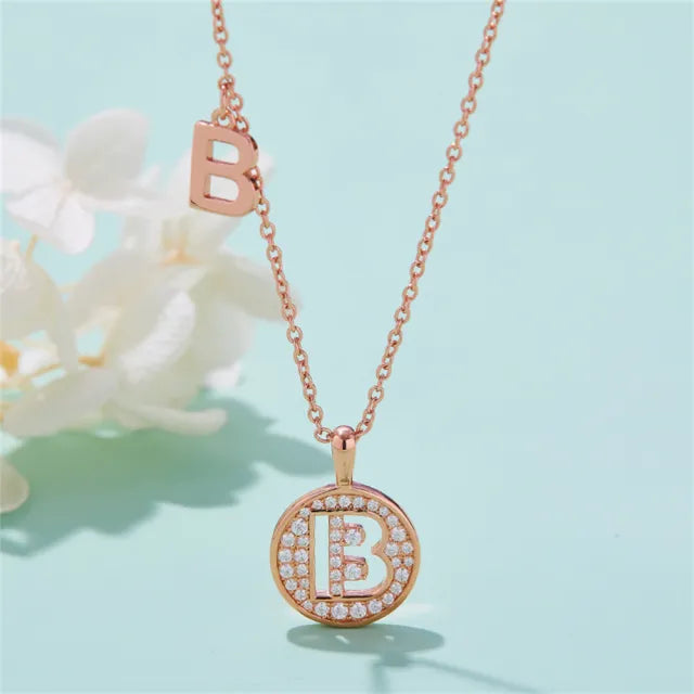 " B " Letter Moissanite Diamond Necklace for Women