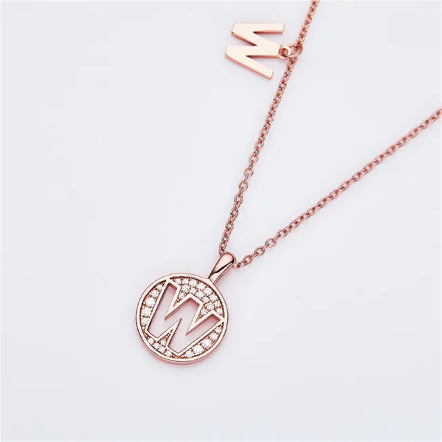 " W " Letter Moissanite Diamond Necklace for Women