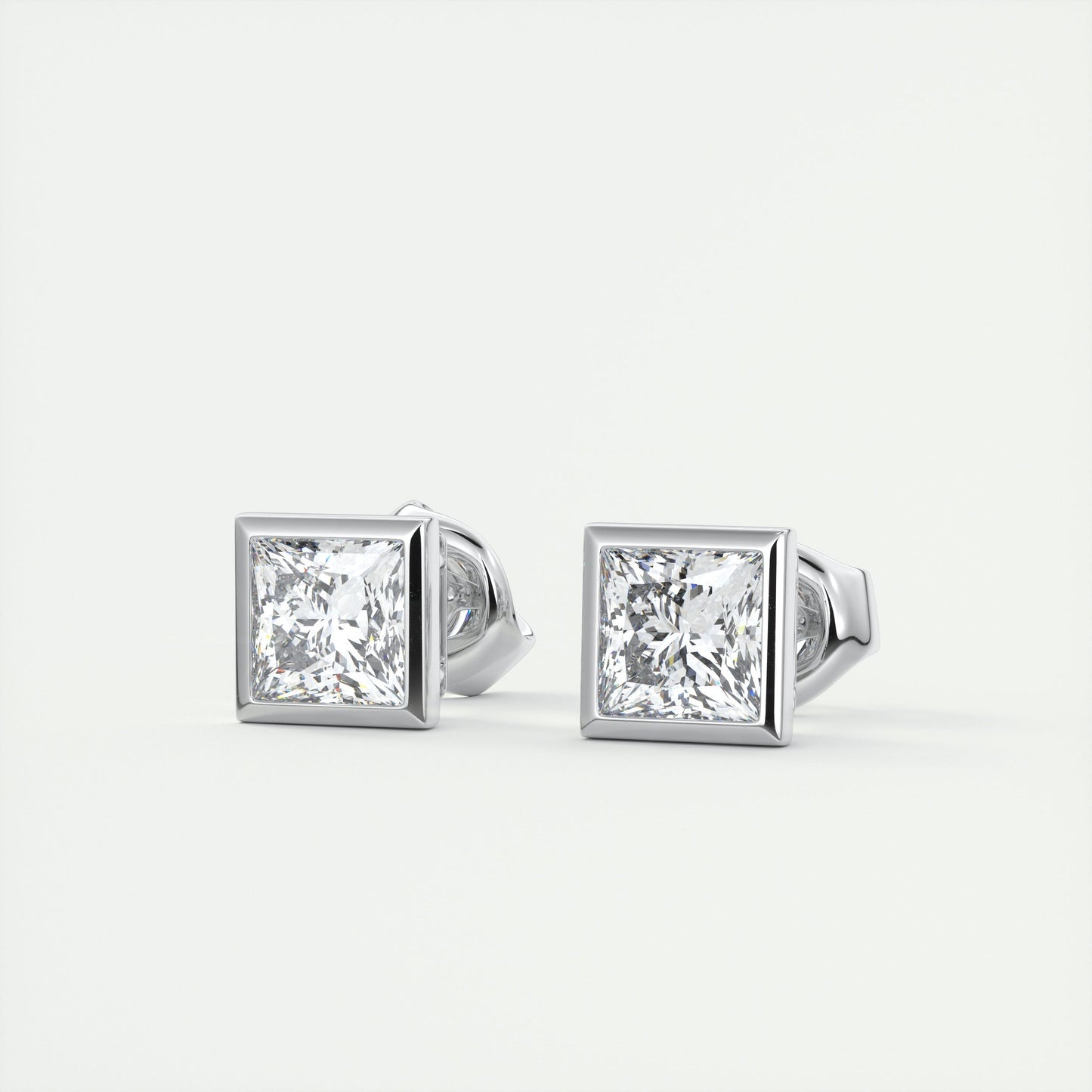 1.0CT Bezel Princess Solitaire G-VS Lab Grown Diamond Earrings