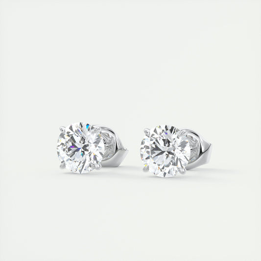 1.0CT Round Solitaire G-VS Lab Grown Diamond Earrings