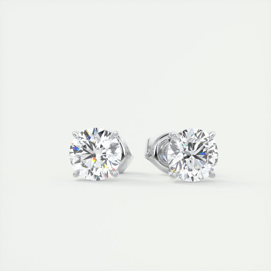 1.0CT Round Solitaire G-VS Lab Grown Diamond Earrings