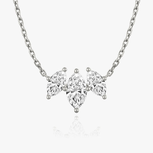 1.0TCW Marquise Cut F-VS Lab Grown Diamond Three Stone Necklace