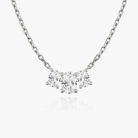 1.0TCW Oval F-VS Lab Grown Diamond Three Stone Necklace