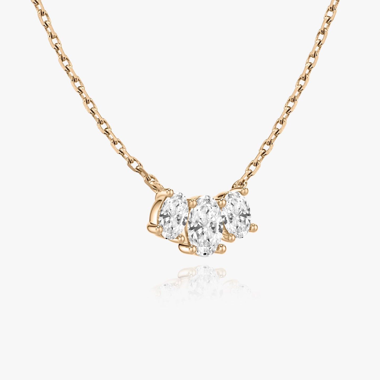 1.0TCW Oval F-VS Lab Grown Diamond Three Stone Necklace