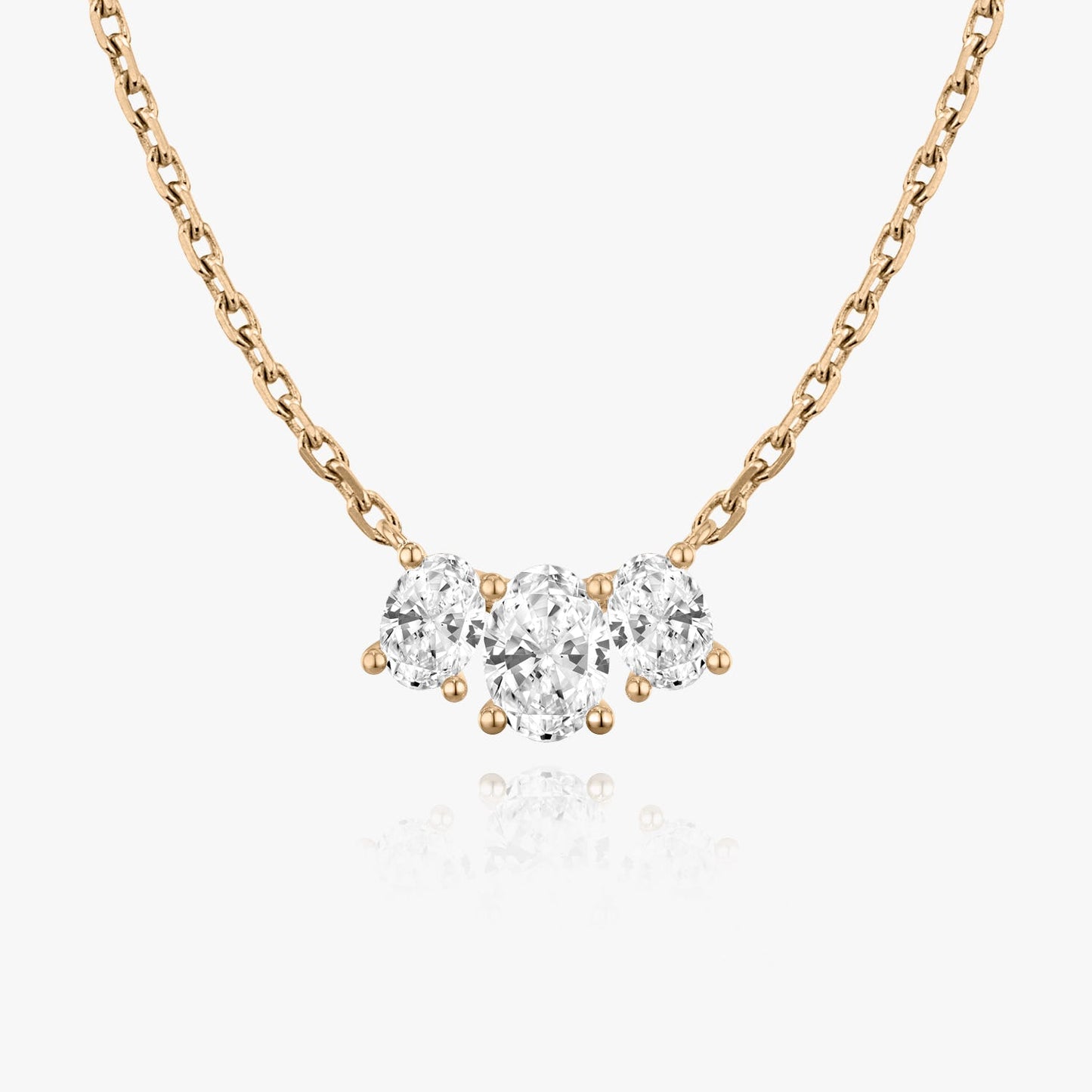 1.0TCW Oval F-VS Lab Grown Diamond Three Stone Necklace