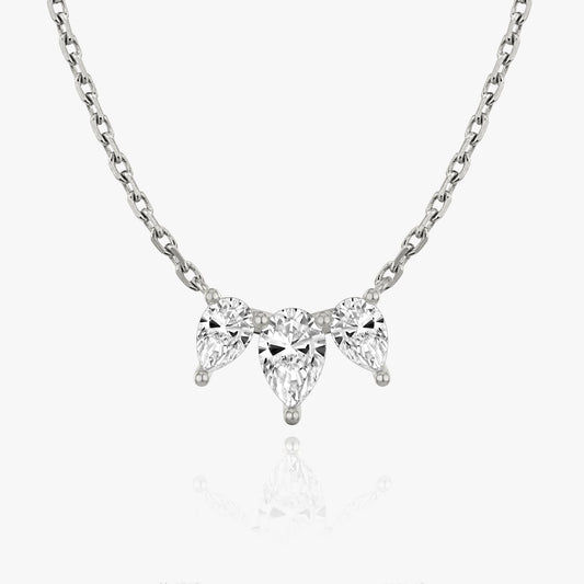 1.0TCW Pear Cut F-VS Lab Grown Diamond Three Stone Necklace