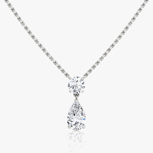 1.50TCW Pear & Round F-VS Lab Grown Diamond Two Stone Necklace