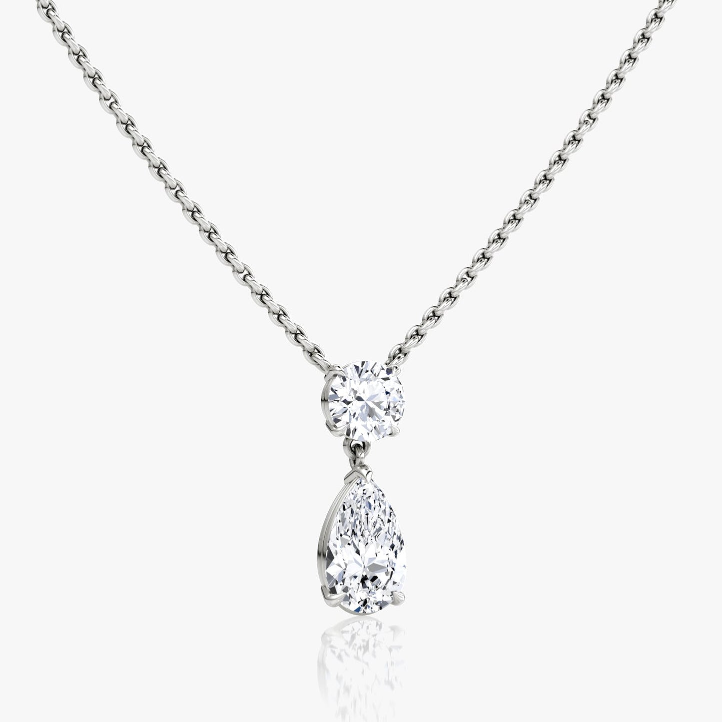 1.50TCW Pear & Round F-VS Lab Grown Diamond Two Stone Necklace