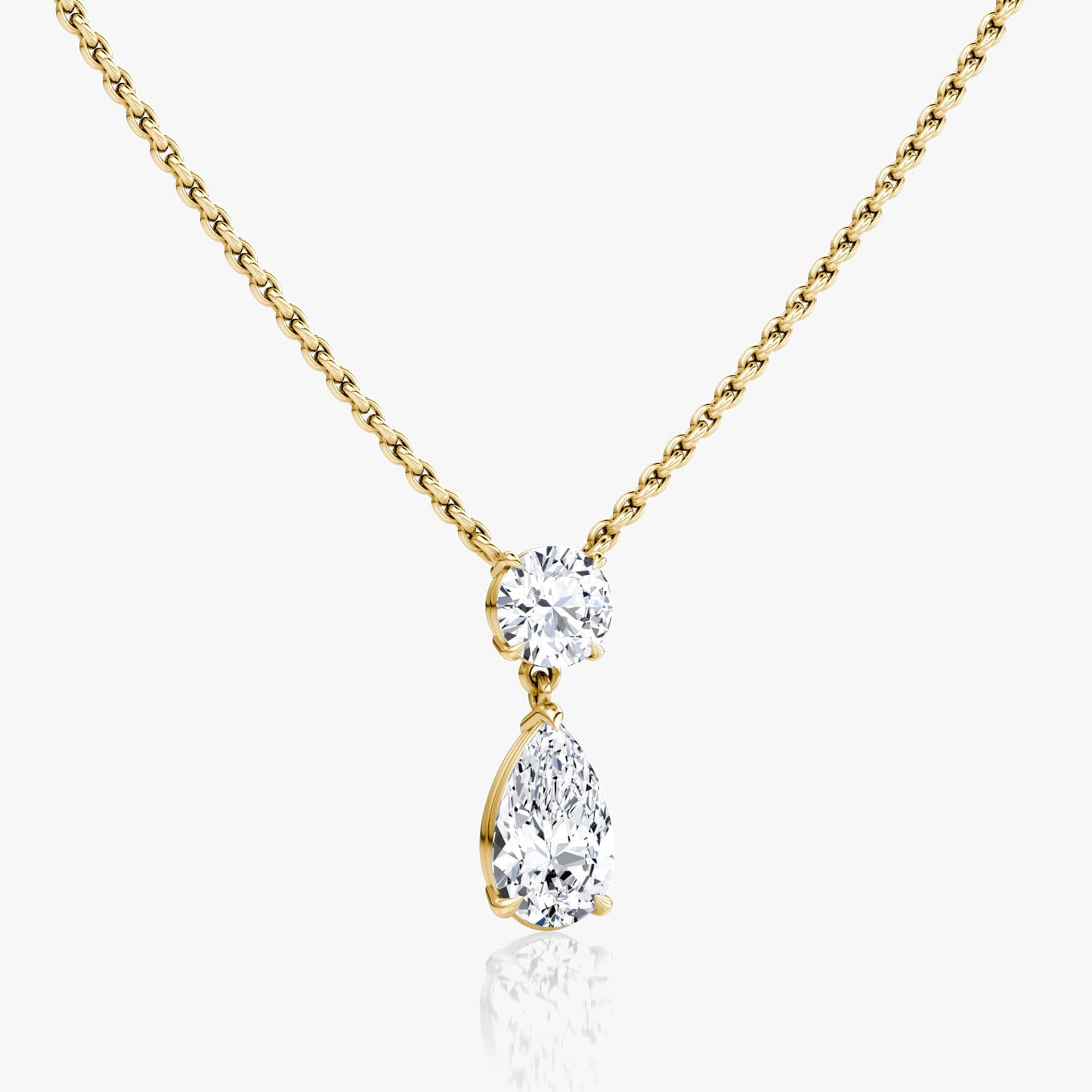 1.50TCW Pear & Round F-VS Lab Grown Diamond Two Stone Necklace