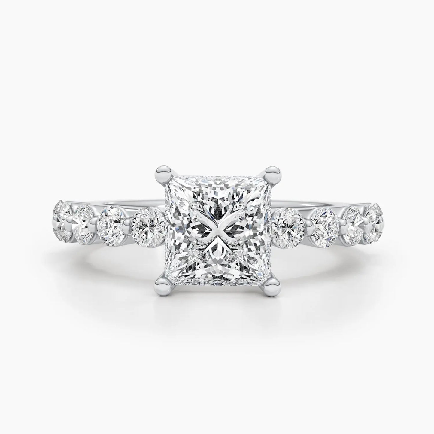 1.5ct Princess Cut F- VS Lab Grown Diamond Pave Engagement Ring