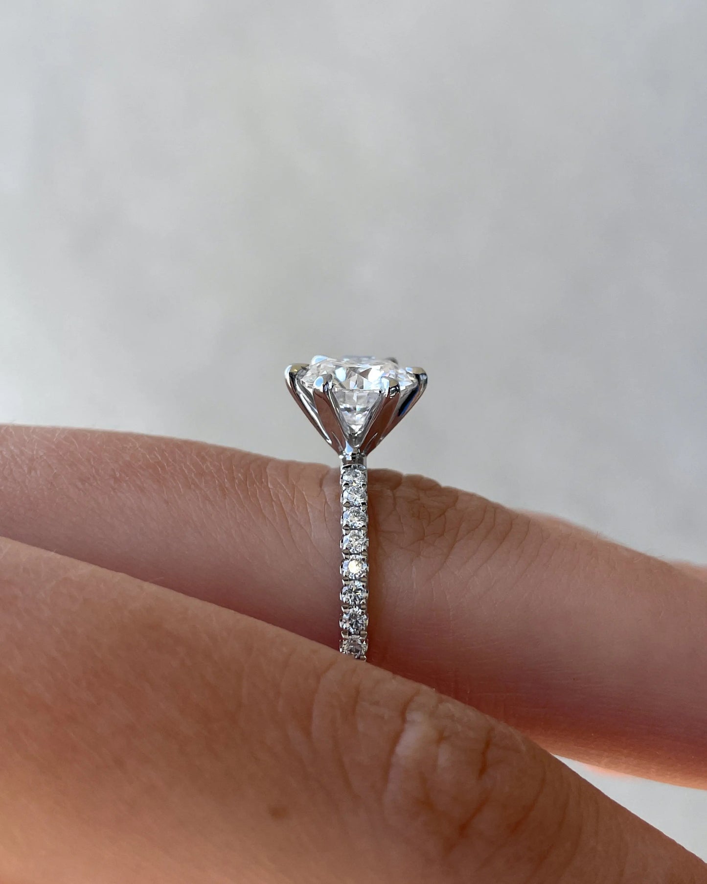 1.80ct Round Cut Pave D/VS1 Lab Grown Diamond Engagement Ring