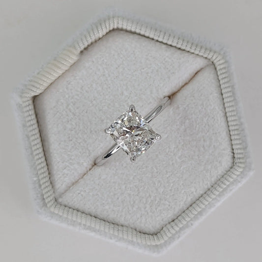 1.81ct Cushion G- VS2 Lag Grown Diamond Solitaire Engagement Ring