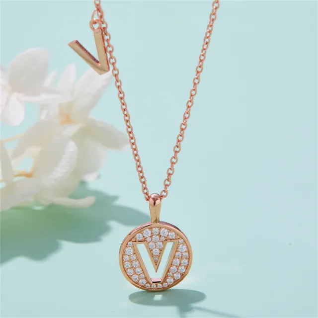 " V " Letter Moissanite Diamond Necklace for Women