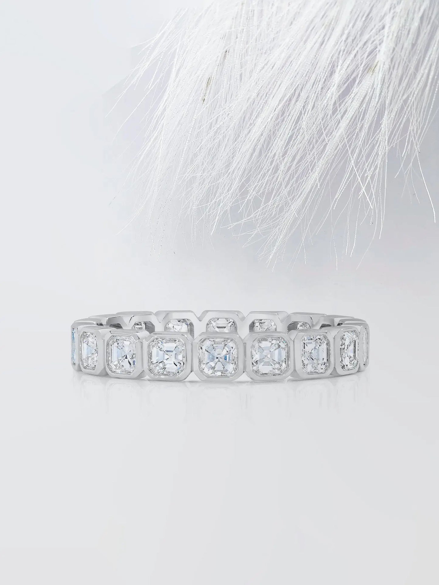 Asscher Cut Moissanite Bezel Set Eternity Diamond Wedding Band