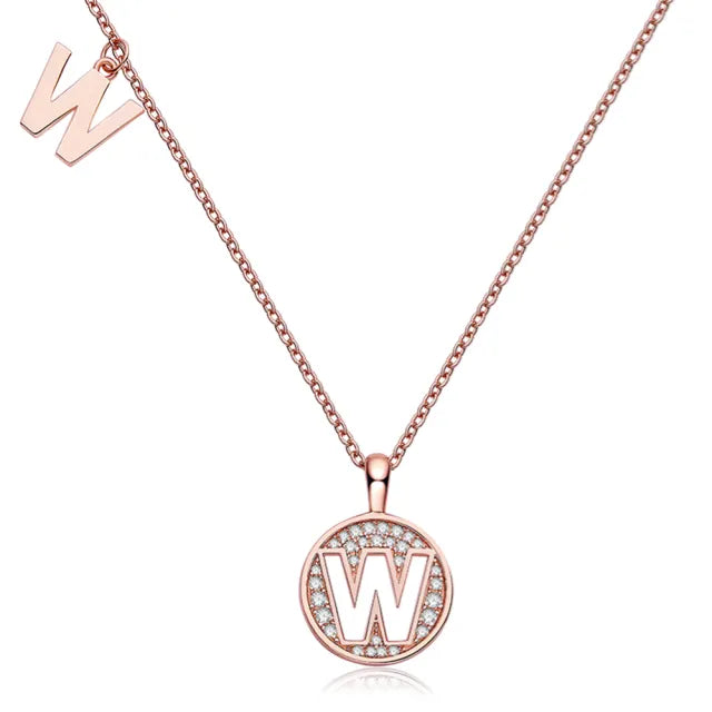 " W " Letter Moissanite Diamond Necklace for Women