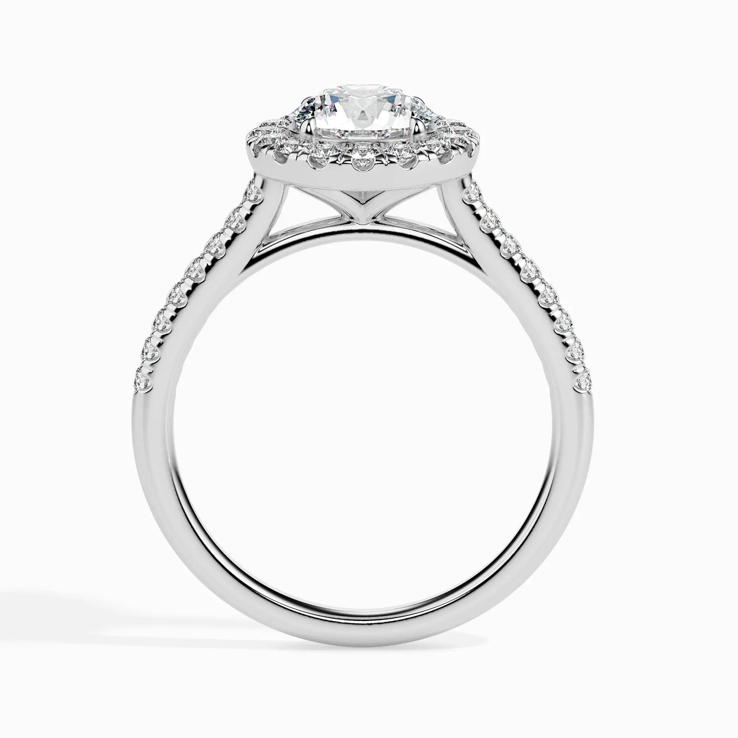 1ct Round Halo F- VS Lab Grown Diamond Pave Engagement Ring