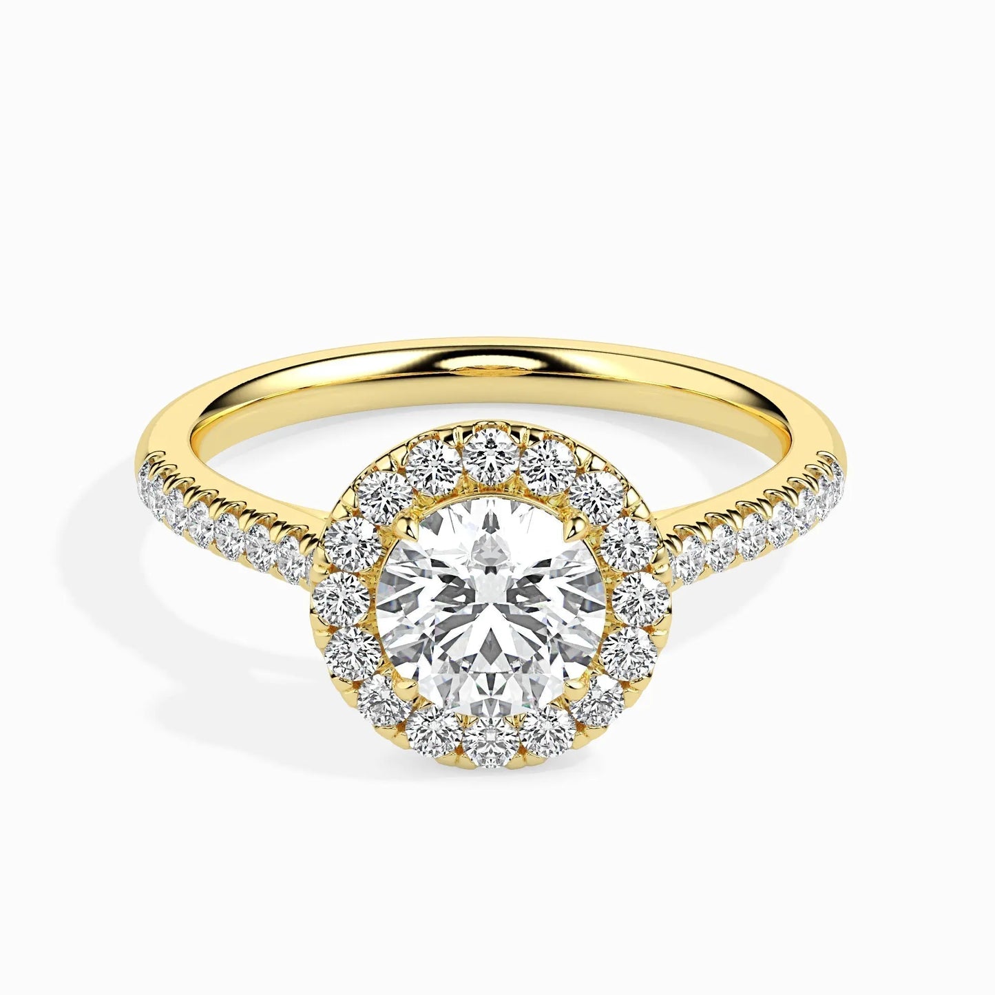 1ct Round Halo F- VS Lab Grown Diamond Pave Engagement Ring