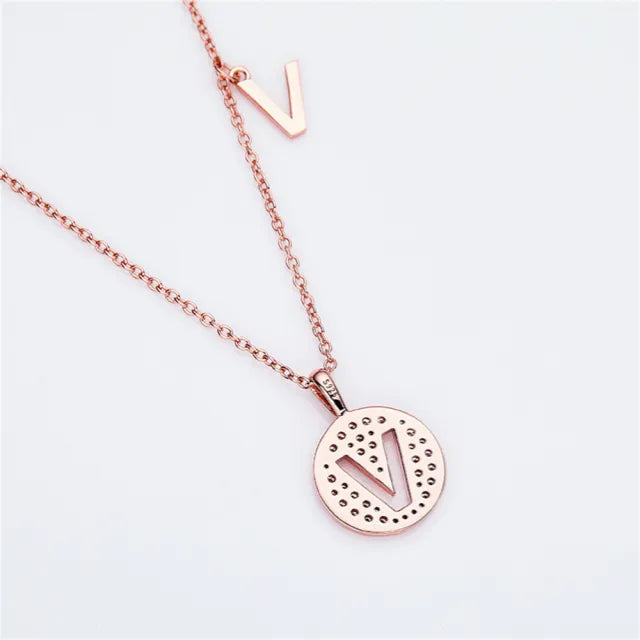 " V " Letter Moissanite Diamond Necklace for Women