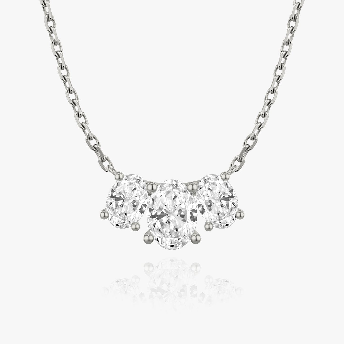 2.0TCW Oval F/VS Lab Grown Diamond Three Stone Necklace