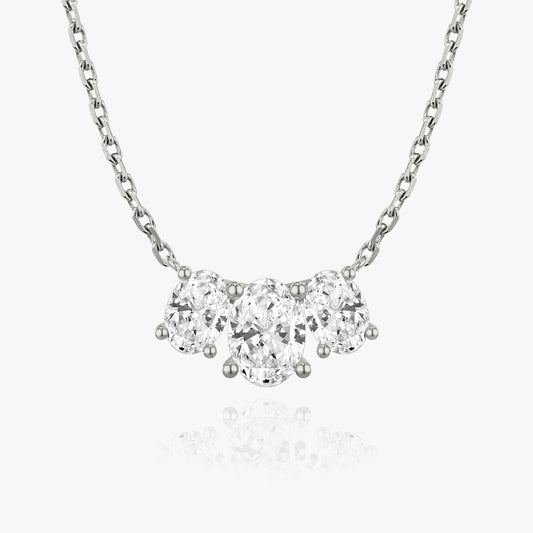 2.0TCW Oval F/VS Lab Grown Diamond Three Stone Necklace