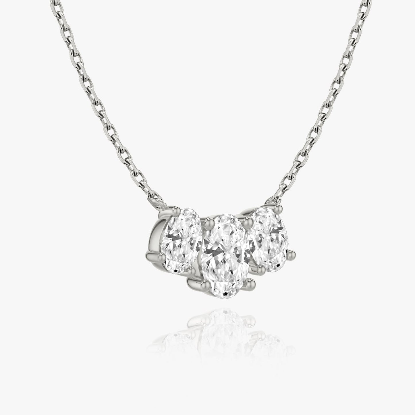 2.0TCW Oval F/VS Lab Grown Diamond Three Stone Necklace