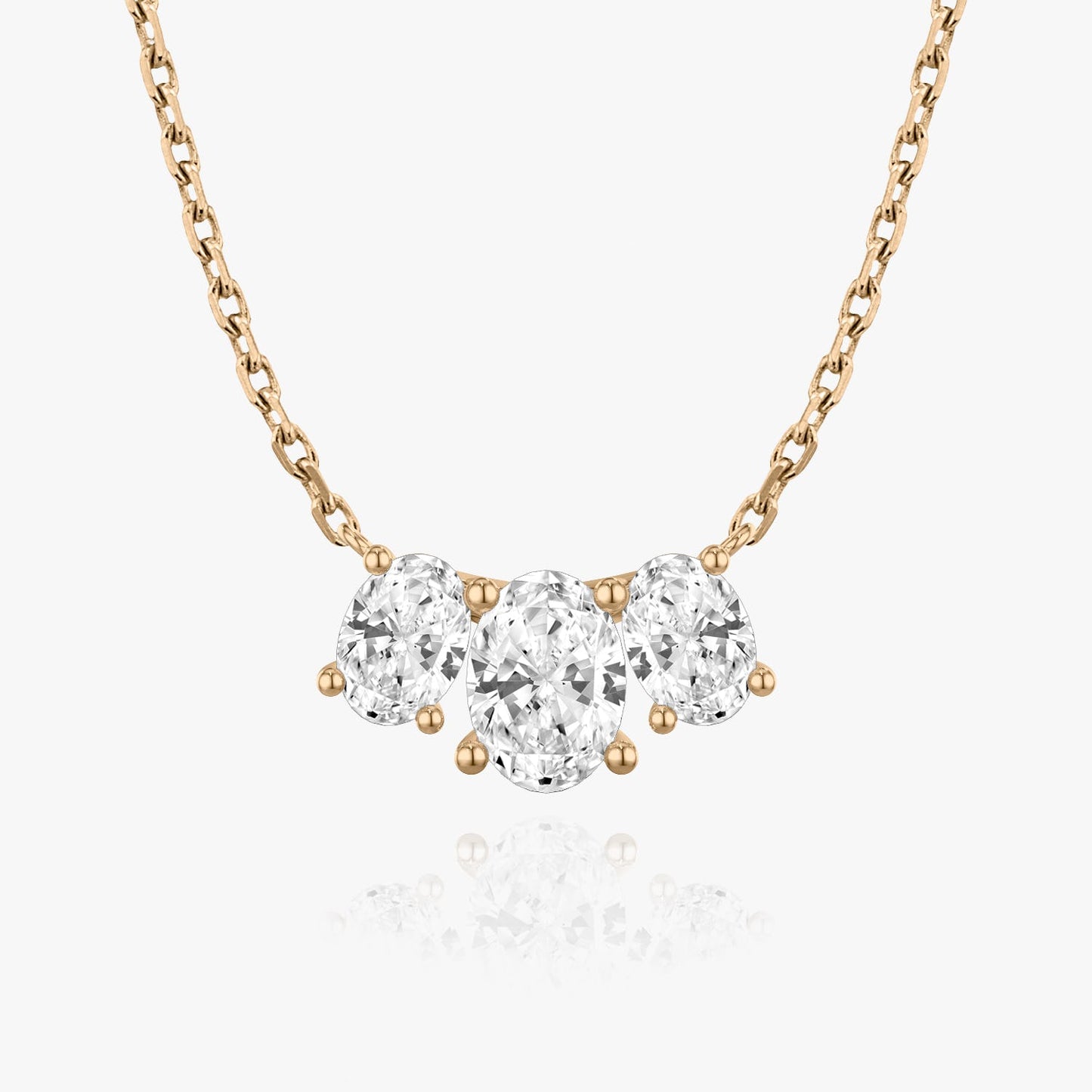 2.0TCW Oval F/VS Lab Grown Diamond Three Stone Necklace