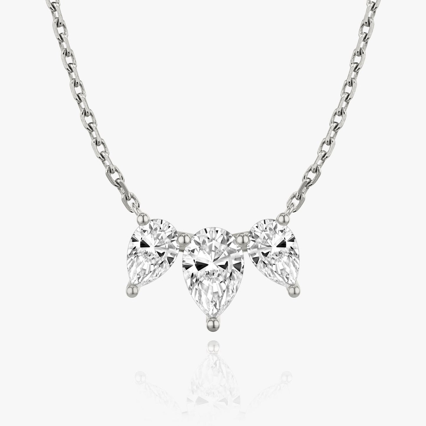 2.0TCW Pear F/VS Lab Grown Diamond Three Stone Necklace