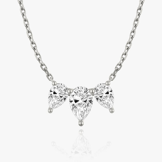 2.0TCW Pear F/VS Lab Grown Diamond Three Stone Necklace