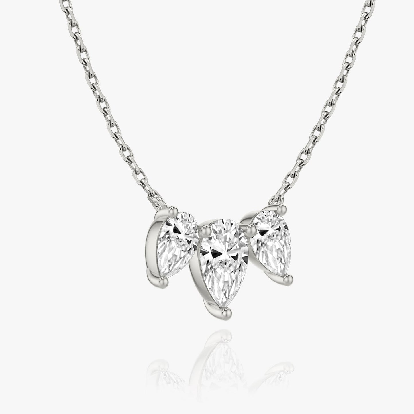 2.0TCW Pear F/VS Lab Grown Diamond Three Stone Necklace