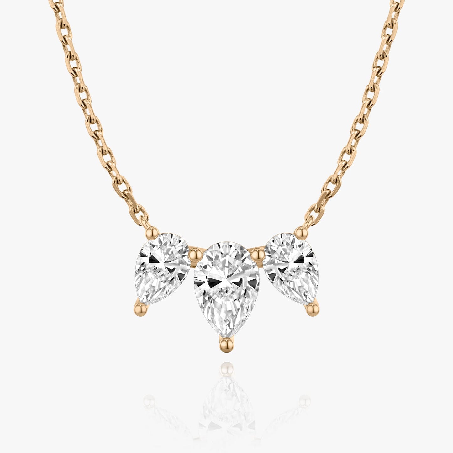 2.0TCW Pear F/VS Lab Grown Diamond Three Stone Necklace