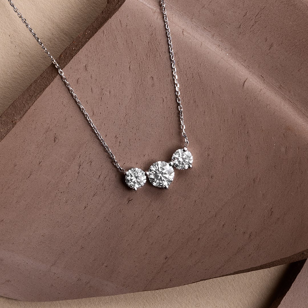 2.0TCW Round F/VS Lab Grown Diamond Three Stone Necklace